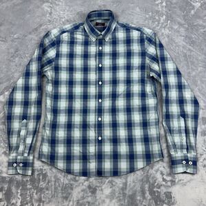 UNTUCKit Shirt Mens Sz S Blue Plaid Redaelli Wrinkle Free Button Up Long Sleev